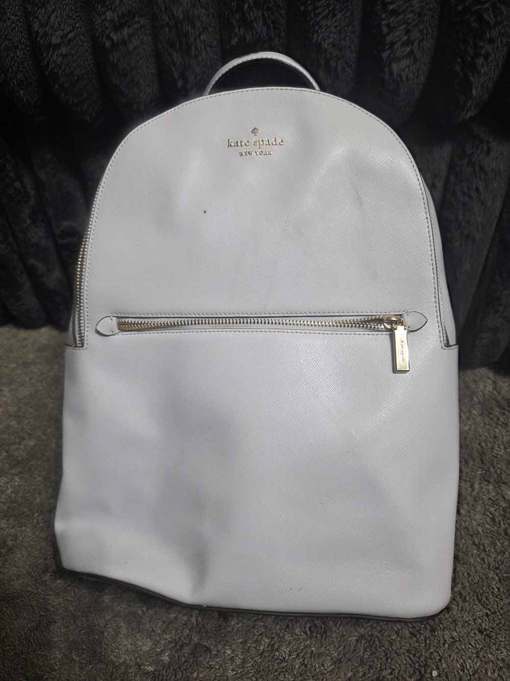 kate spade white saffiano leather backpack with gold hardware